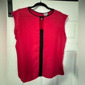 Red and Black Sleeveless Top